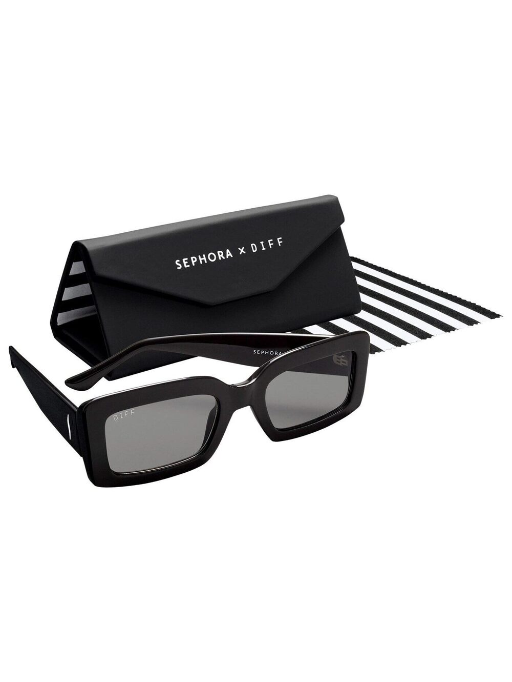 Brand New in Box Sephora X DIFF Eyewear Indy Black Sunglasses with Case & Cloth